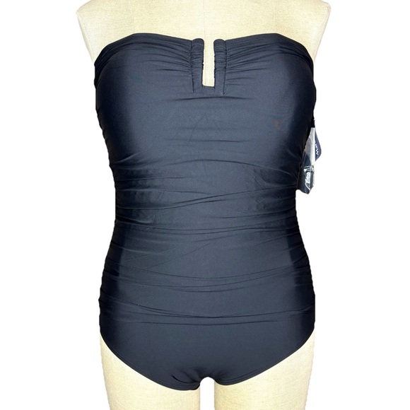 NWT DKNY Black One Piece Swimsuit - Picture 1 of 6